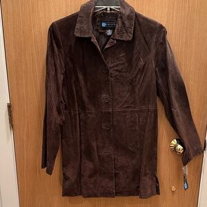 Dark Brown Genuine Leather Suede Coat